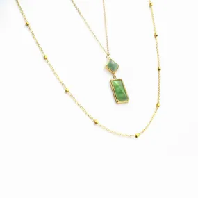 TRACEY CHEN | Necklace | Square & Rectangle Jadeite Double Chains Long Necklace