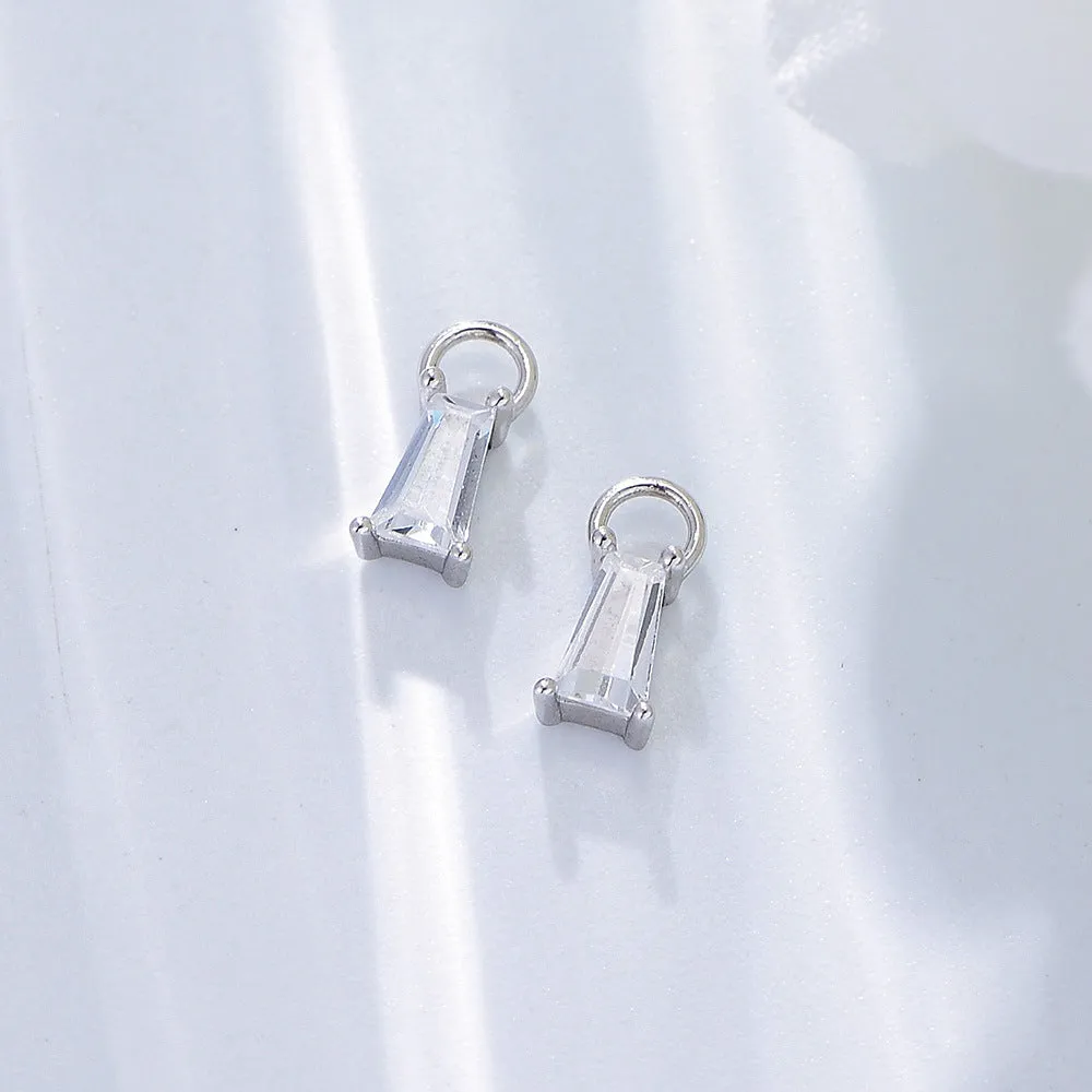 Trapezoid Zircon Pendant Silver Drop Earrings for Women