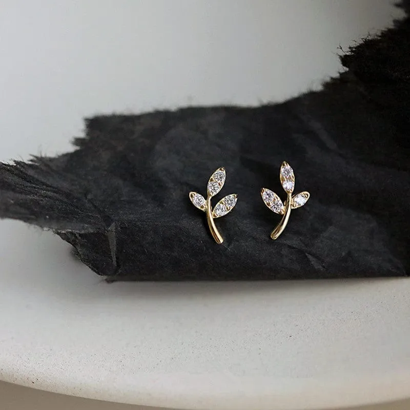 Tree Leaves 925 Sterling Silver Earrings