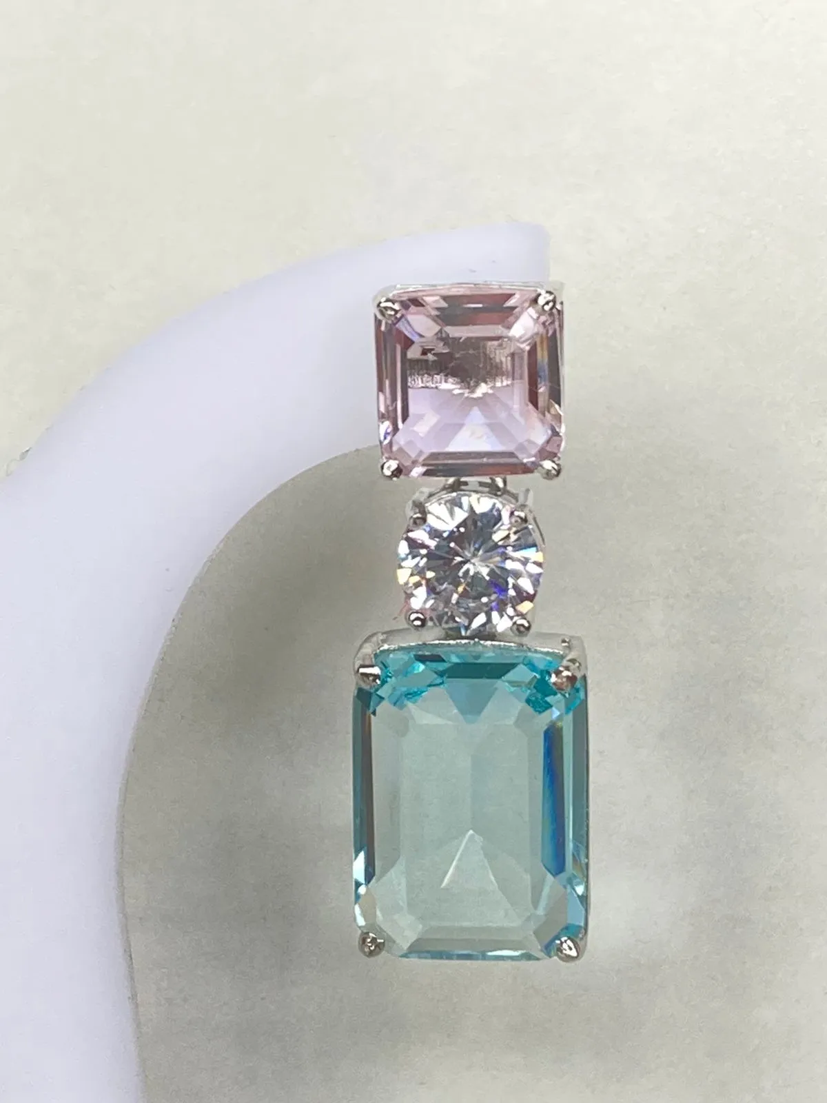 Tri Color Zircon Stone Earrings