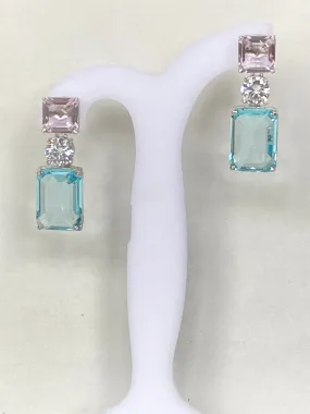 Tri Color Zircon Stone Earrings