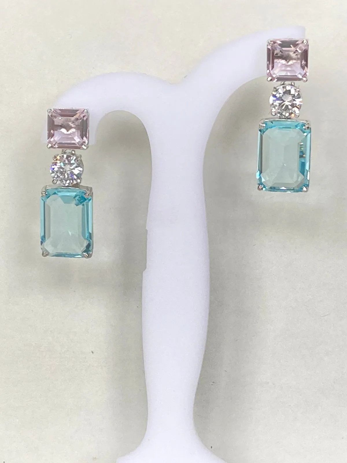Tri Color Zircon Stone Earrings