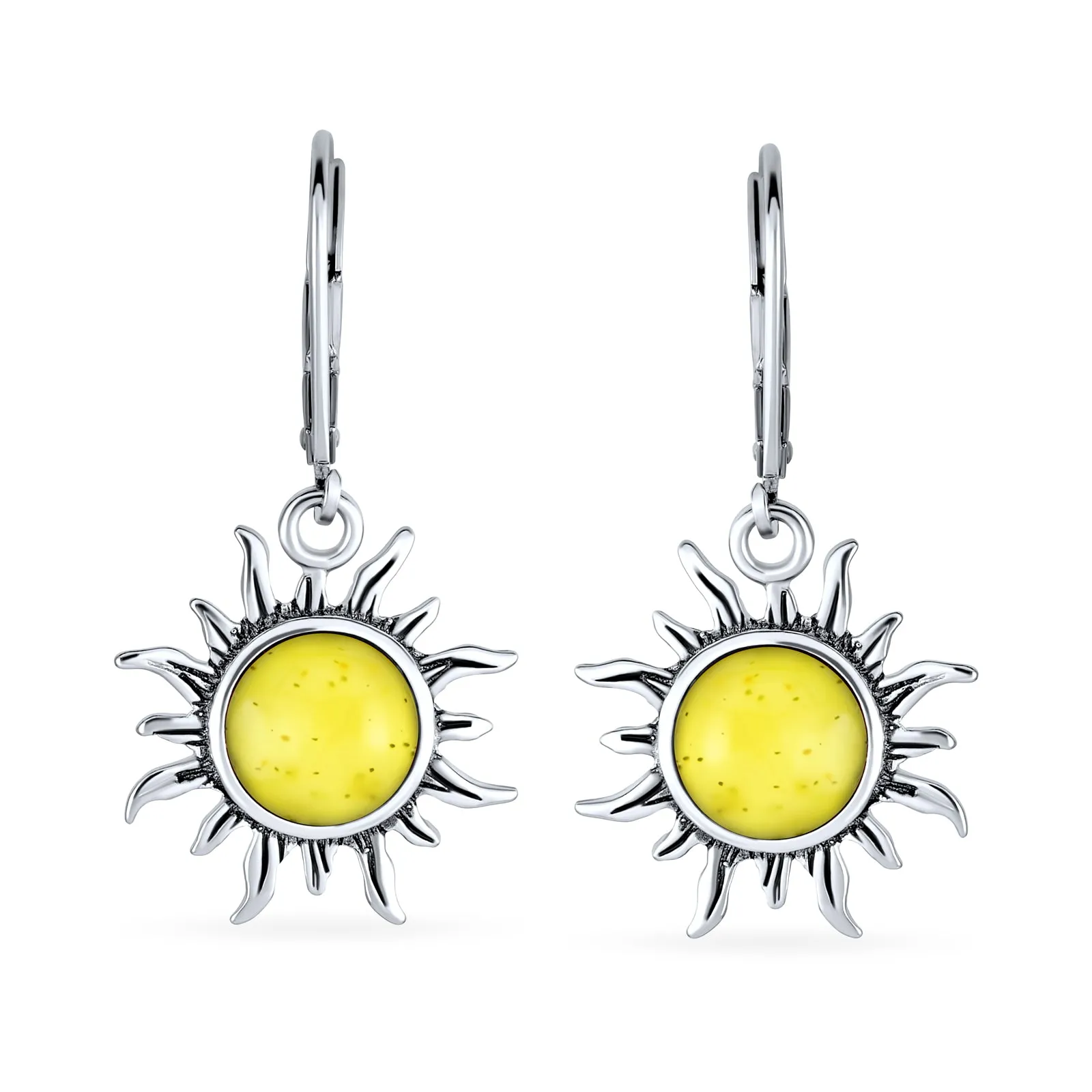 Tropical Honeymoon Dangle Gemstone Earrings with Amber and Sterling Silver