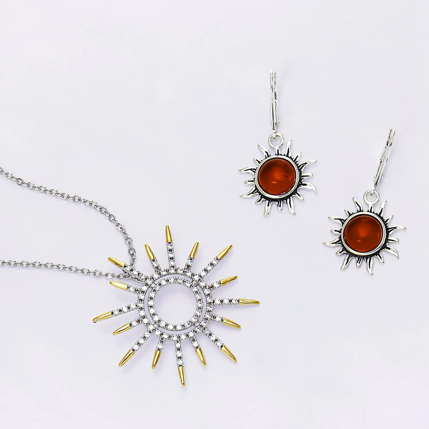 Tropical Honeymoon Dangle Gemstone Earrings with Amber and Sterling Silver