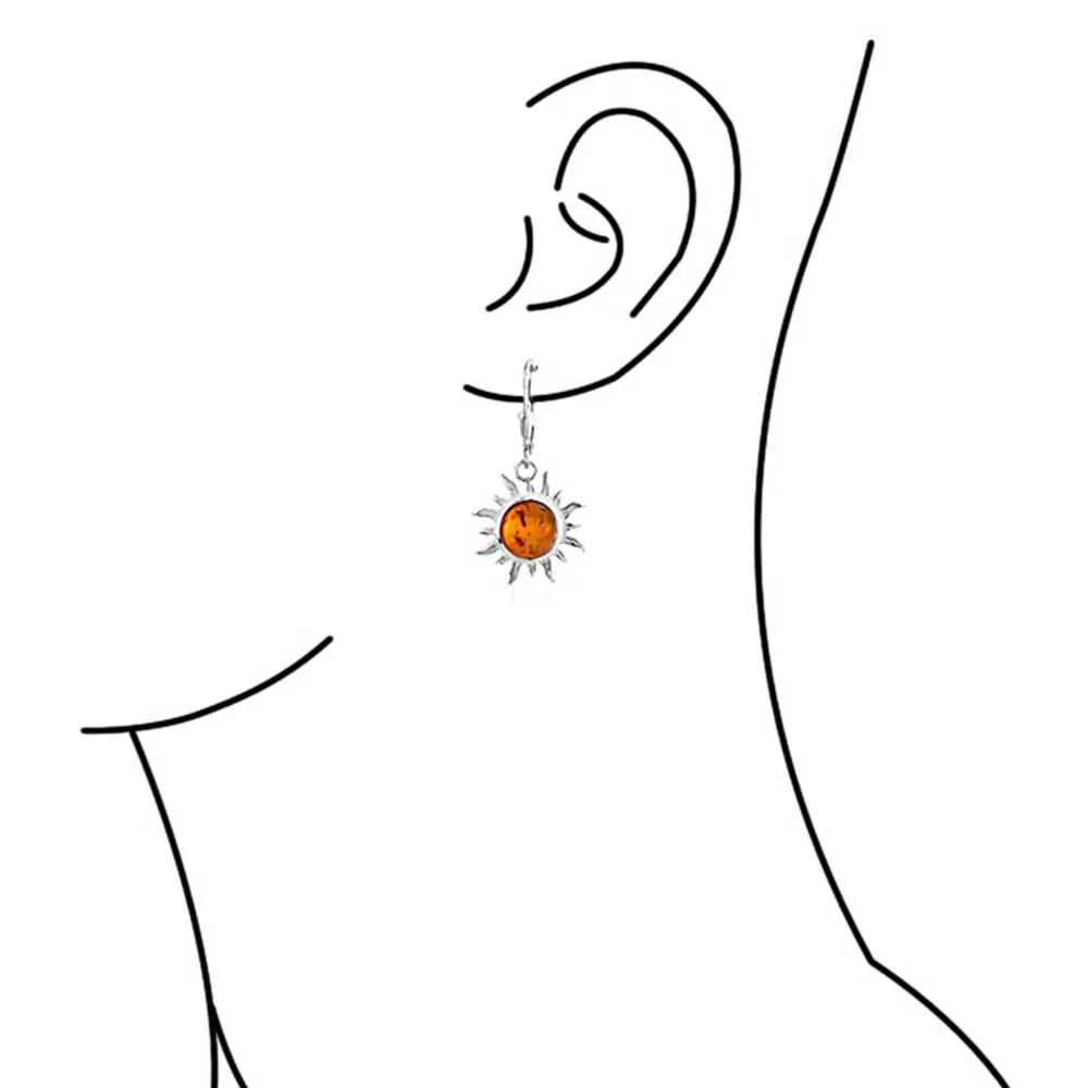 Tropical Honeymoon Dangle Gemstone Earrings with Amber and Sterling Silver