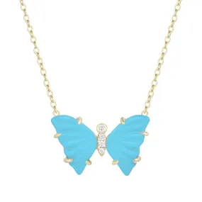 Turquoise Butterfly Necklace With Prongs
