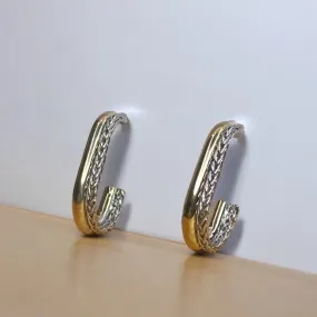 Two Tone 3/4 Hoop Earrings