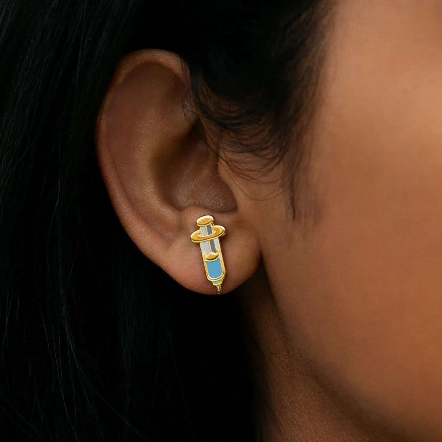 Vaccine Syringe Post Earrings