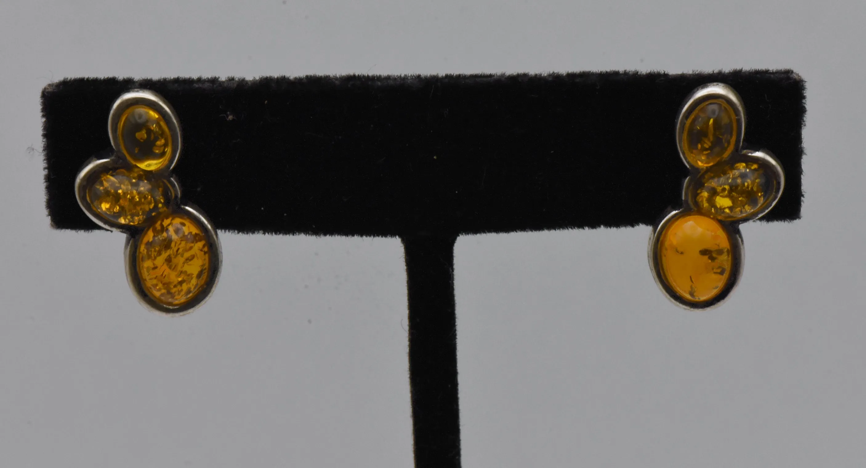Vintage Amber Sterling Silver Earrings