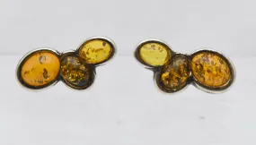 Vintage Amber Sterling Silver Earrings