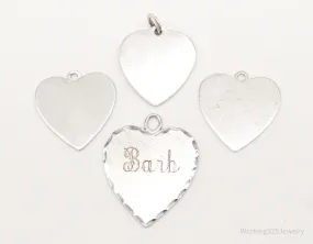 Vintage Antique Flat Hearts Sterling Silver Charms Set Lot