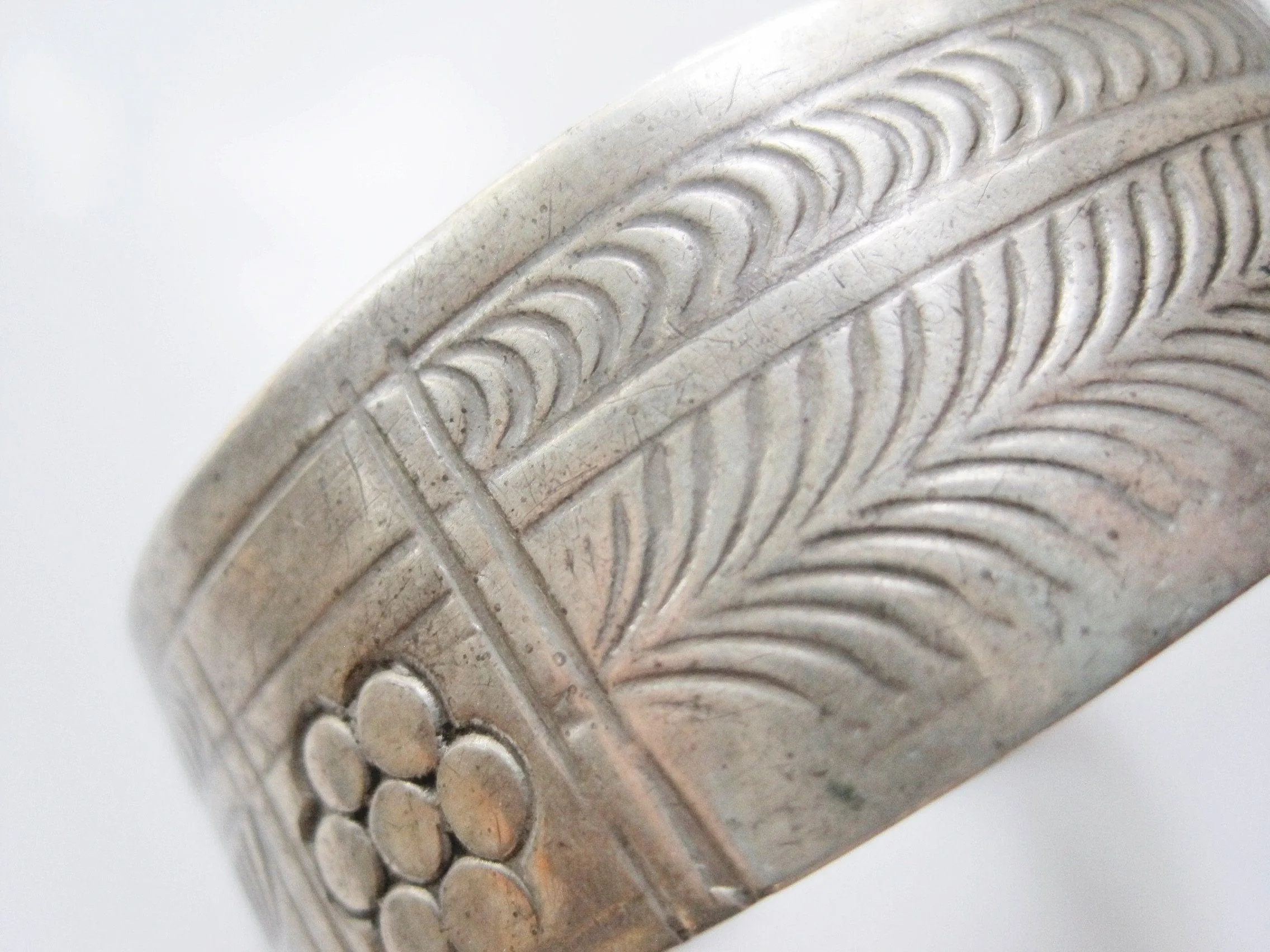 Vintage Berber Silver Cuff with Hand Etched Patterns