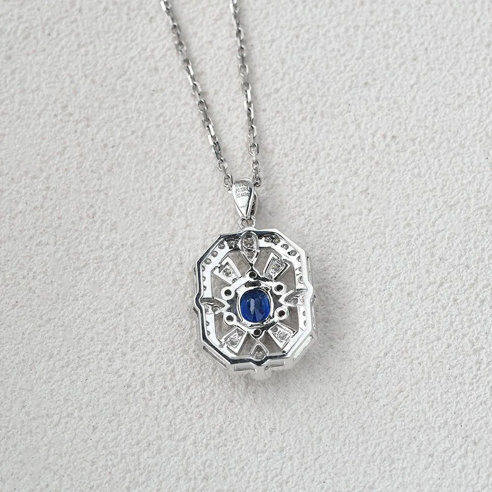 Vintage Inspired Sapphire White Gold Necklace