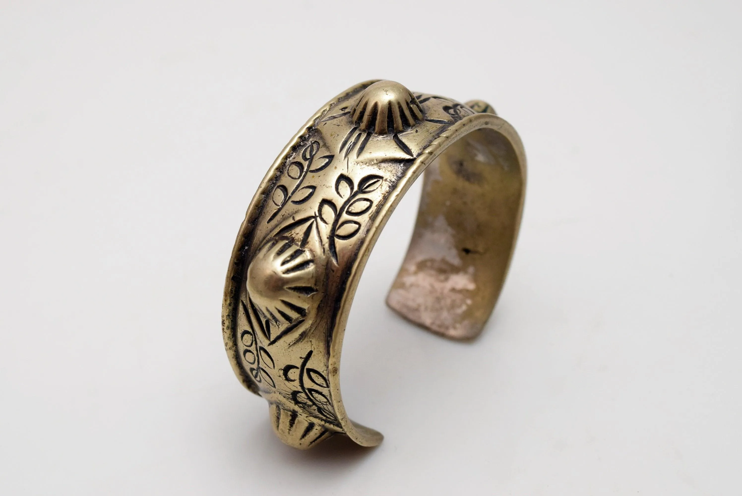 Vintage Palestinian Brass Haydari Cuff Bracelet