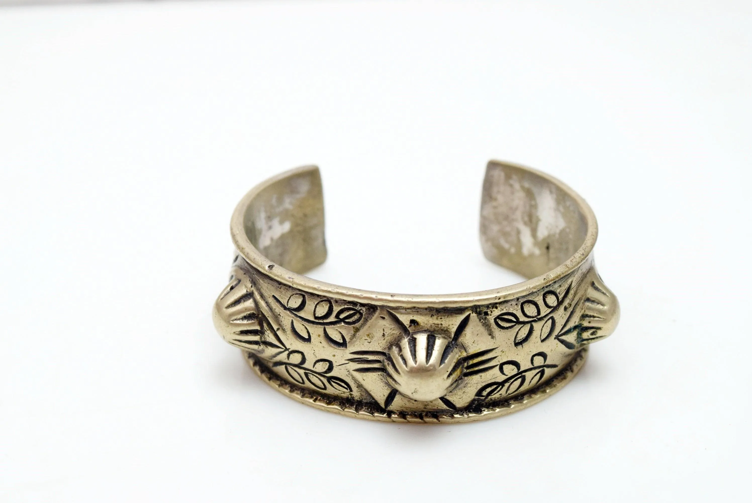 Vintage Palestinian Brass Haydari Cuff Bracelet