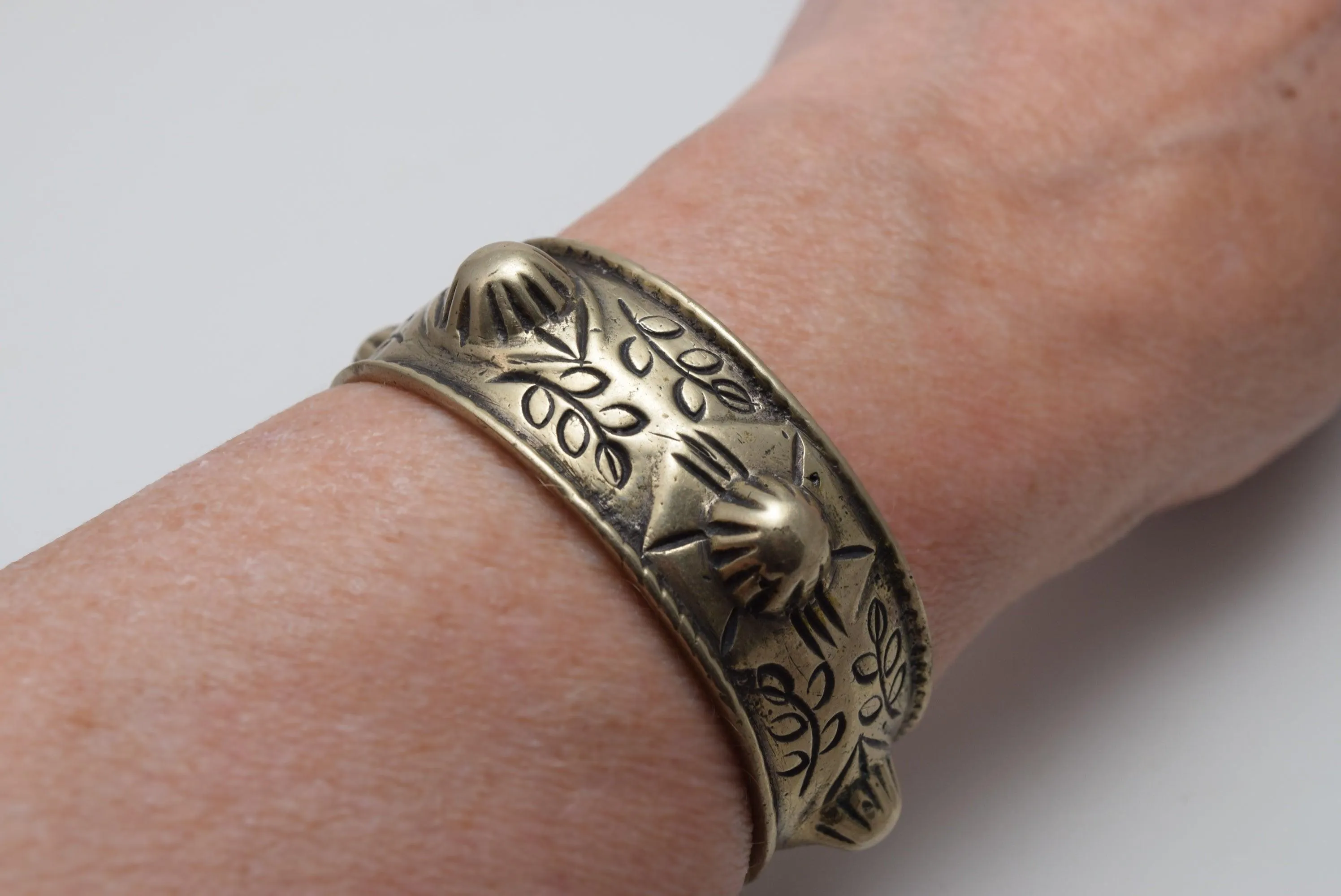 Vintage Palestinian Brass Haydari Cuff Bracelet
