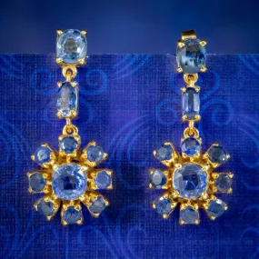 Vintage Sapphire Drop Earrings 4.3ct Of Sapphire