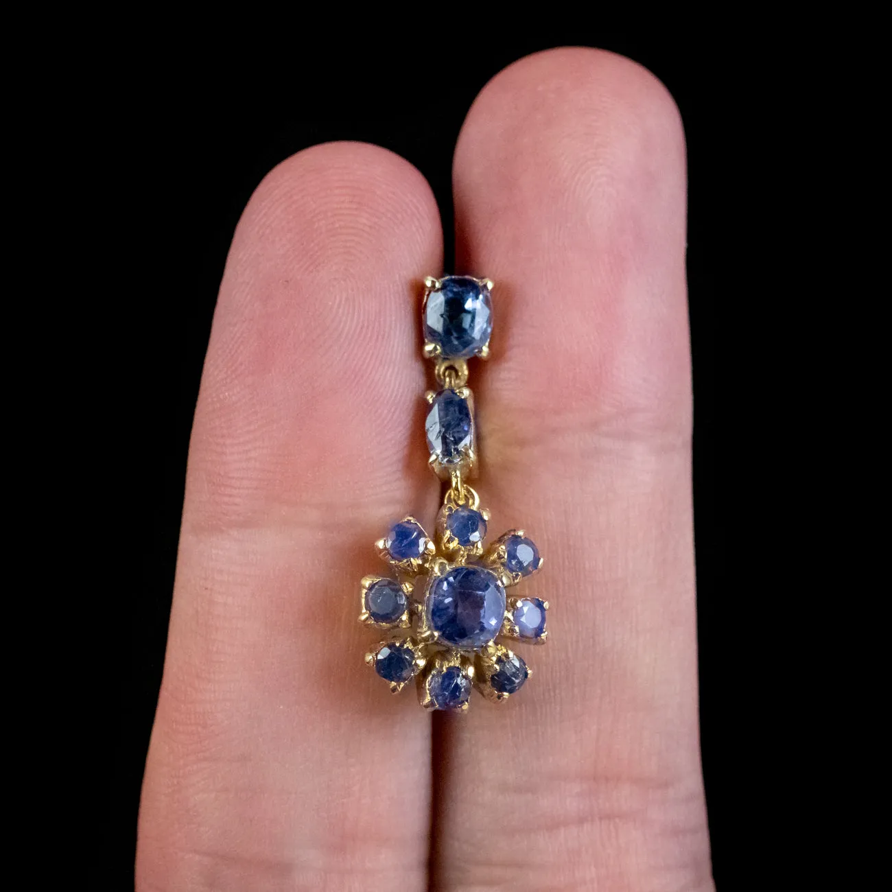 Vintage Sapphire Drop Earrings 4.3ct Of Sapphire