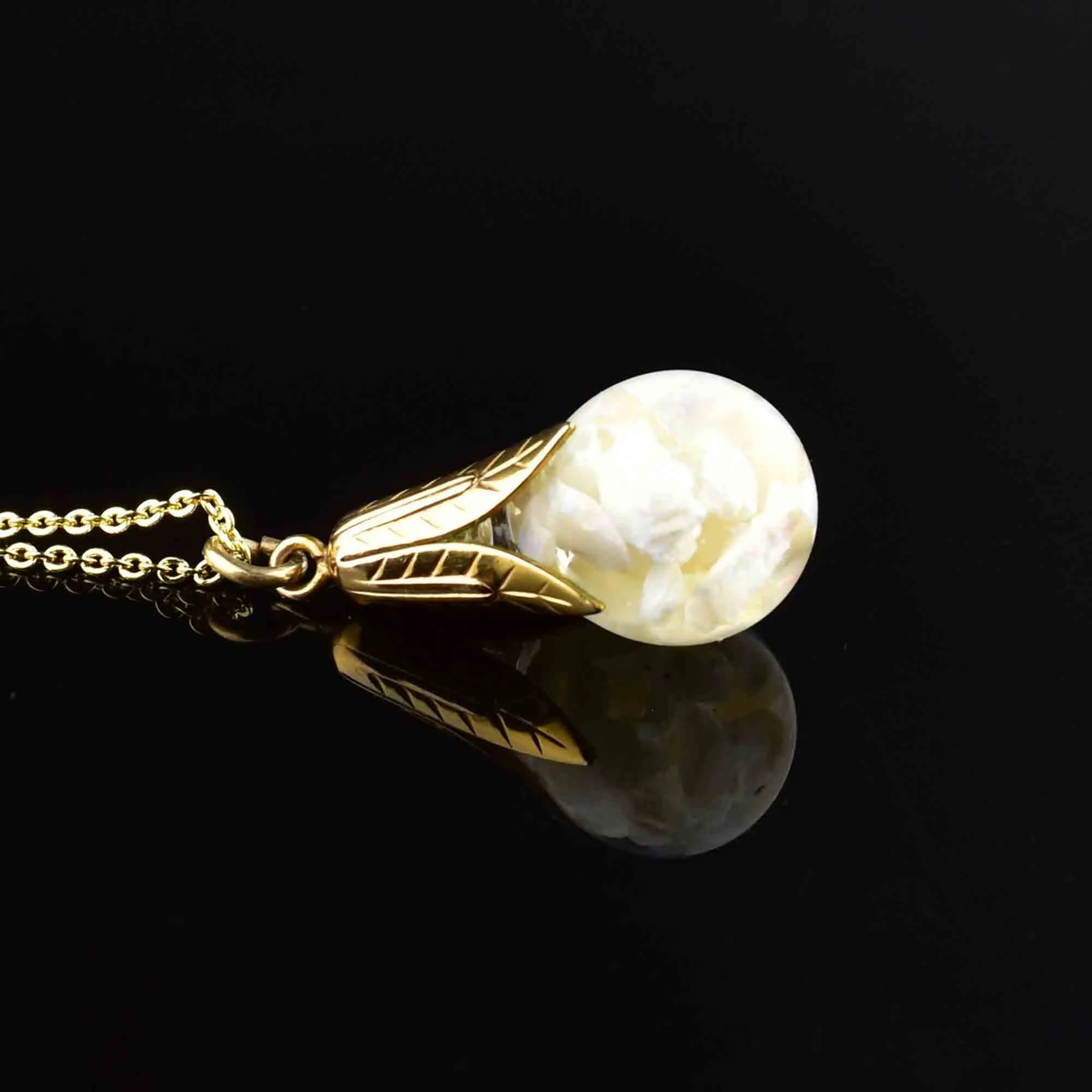 Vintage Silver Gold Vermeil Floating Opal Pendant