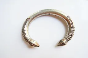 Vintage Solid Bedouin Cuff with Stylized Snake Head Finials