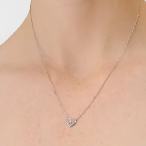 Vintage Star Heart Pendant Necklace - White Sapphire