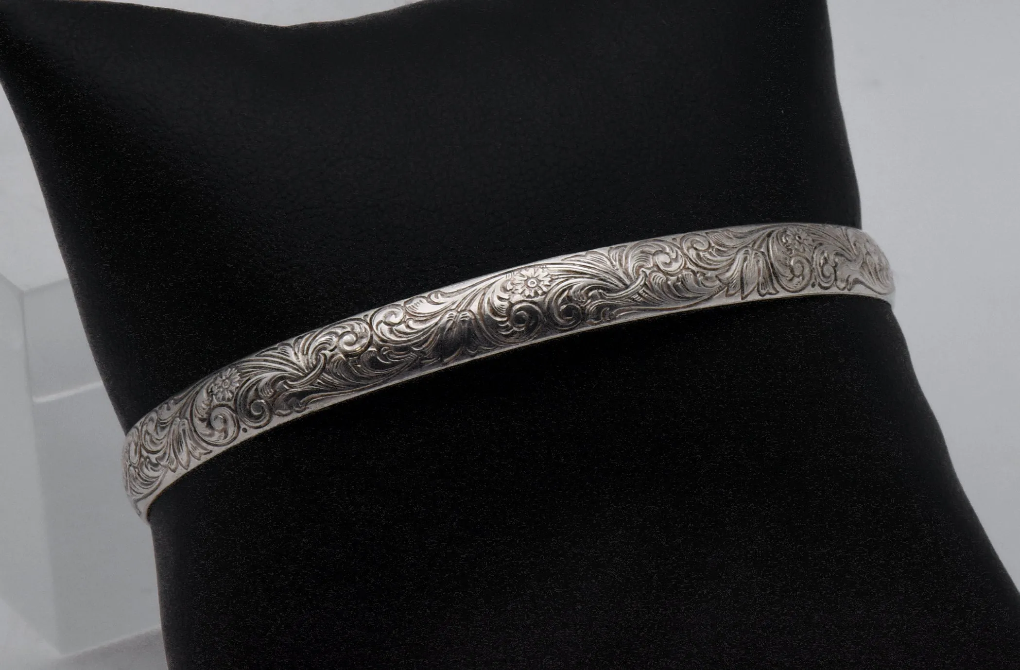 Vintage Sterling Silver Engraved Designs Cuff Bracelet