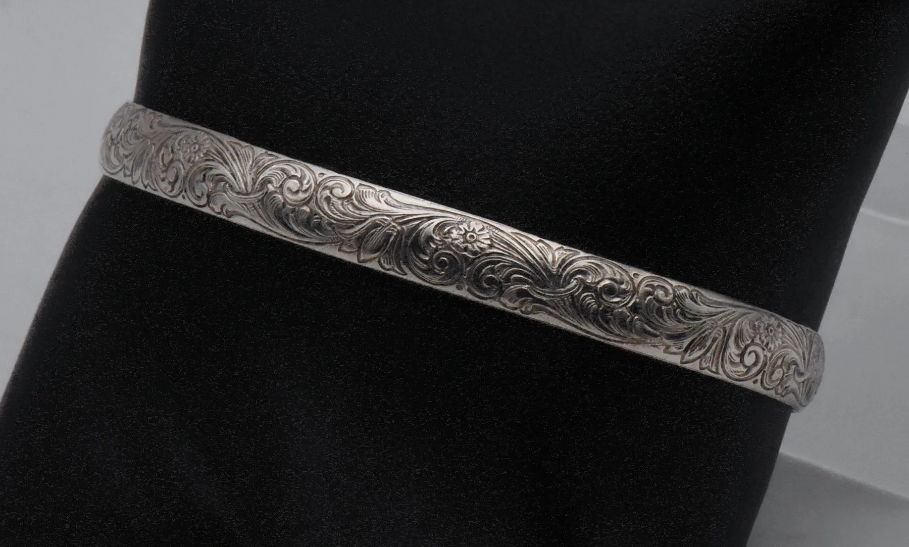 Vintage Sterling Silver Engraved Designs Cuff Bracelet