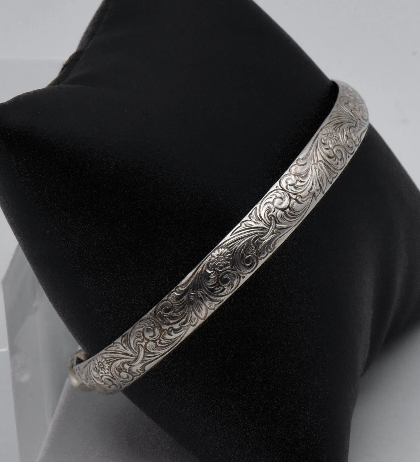 Vintage Sterling Silver Engraved Designs Cuff Bracelet