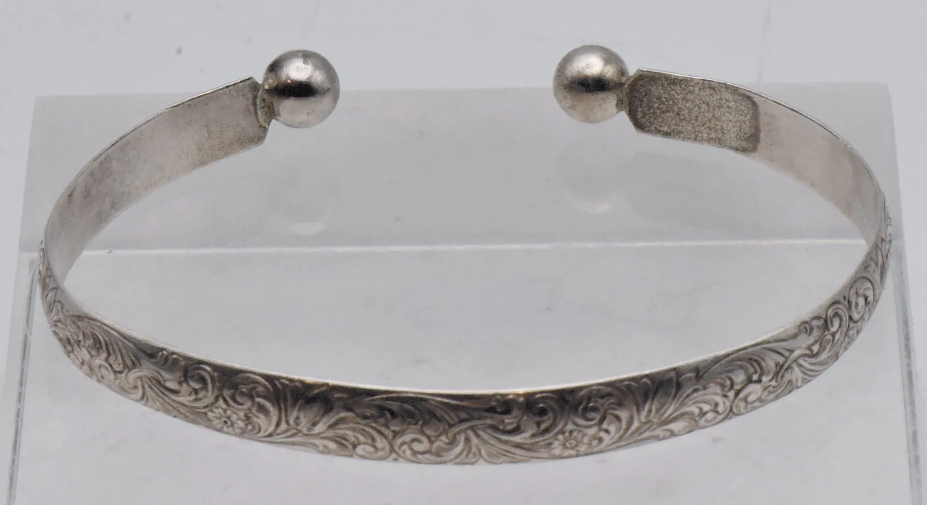 Vintage Sterling Silver Engraved Designs Cuff Bracelet