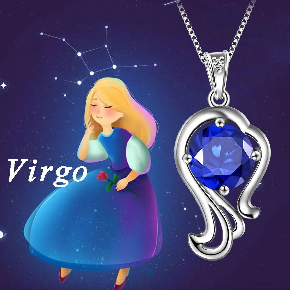 Virgo Necklace September Birthstone Pendant Women Girls Jewelry Birthday Gift Women Girls Jewelry Birthday Gift