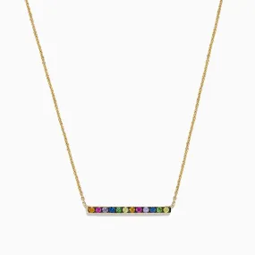 Watercolors 14K Yellow Gold Multi Sapphire Bar Necklace, 0.57 TCW
