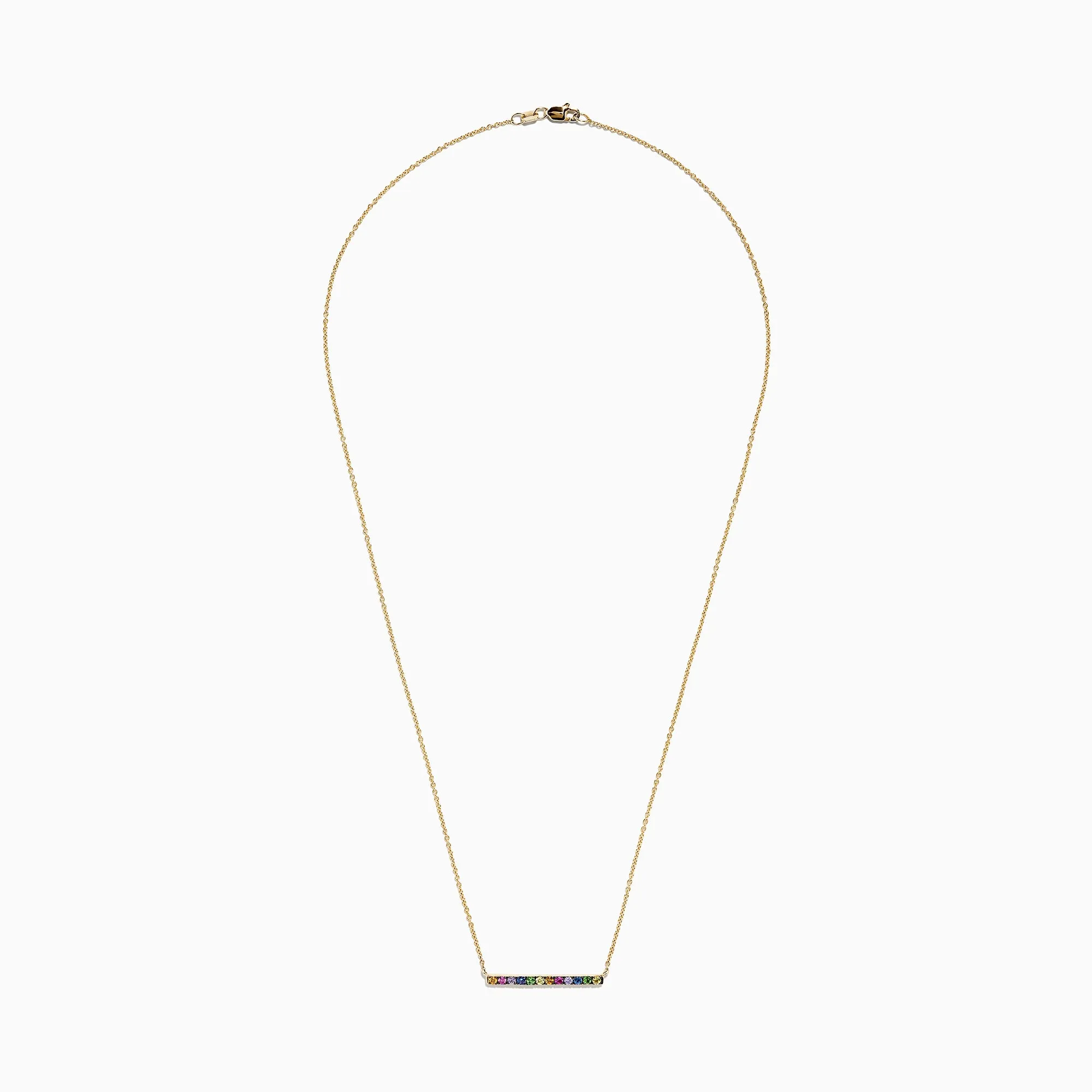 Watercolors 14K Yellow Gold Multi Sapphire Bar Necklace, 0.57 TCW
