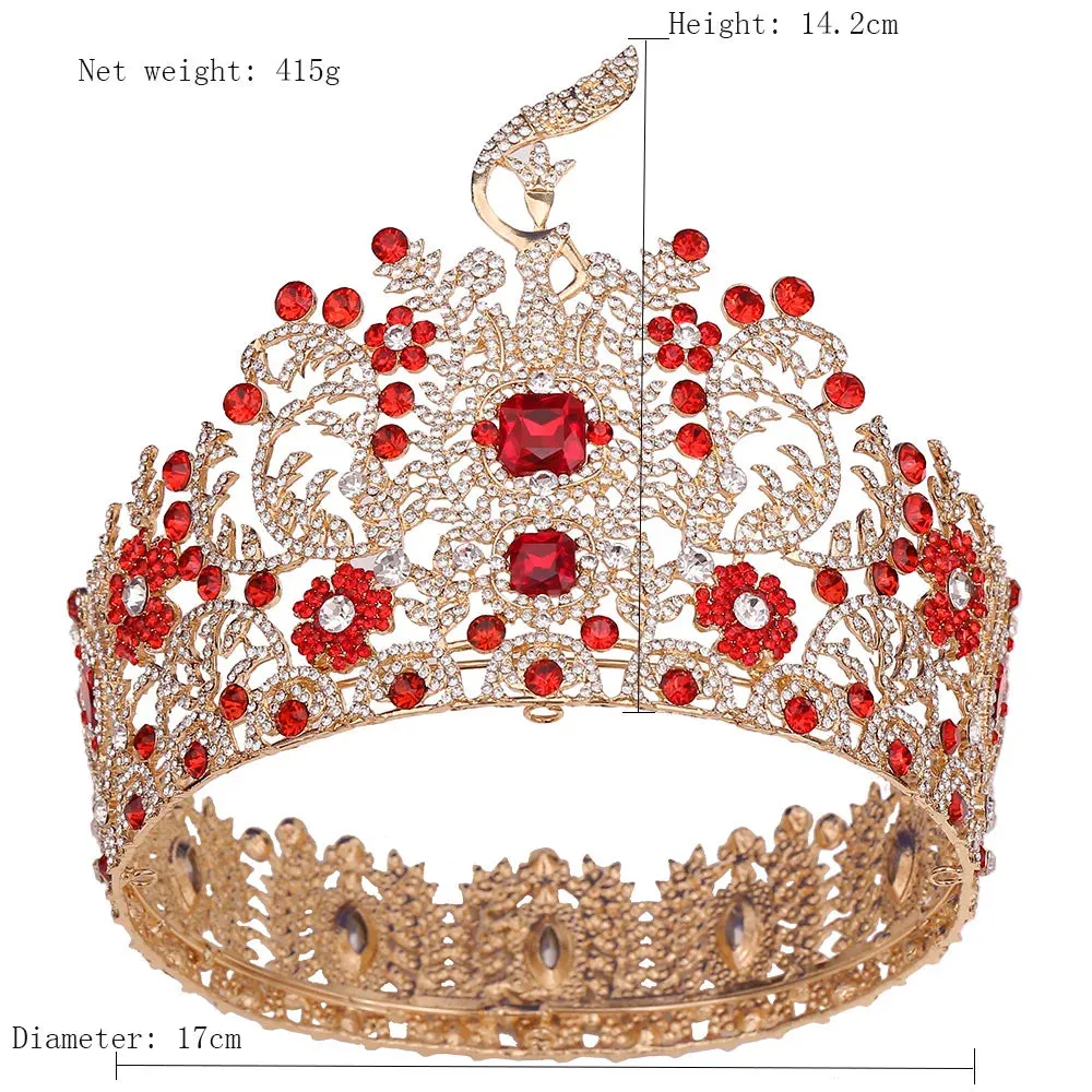 Waving Maiden Full Round Crystal Tiara Crown For Women