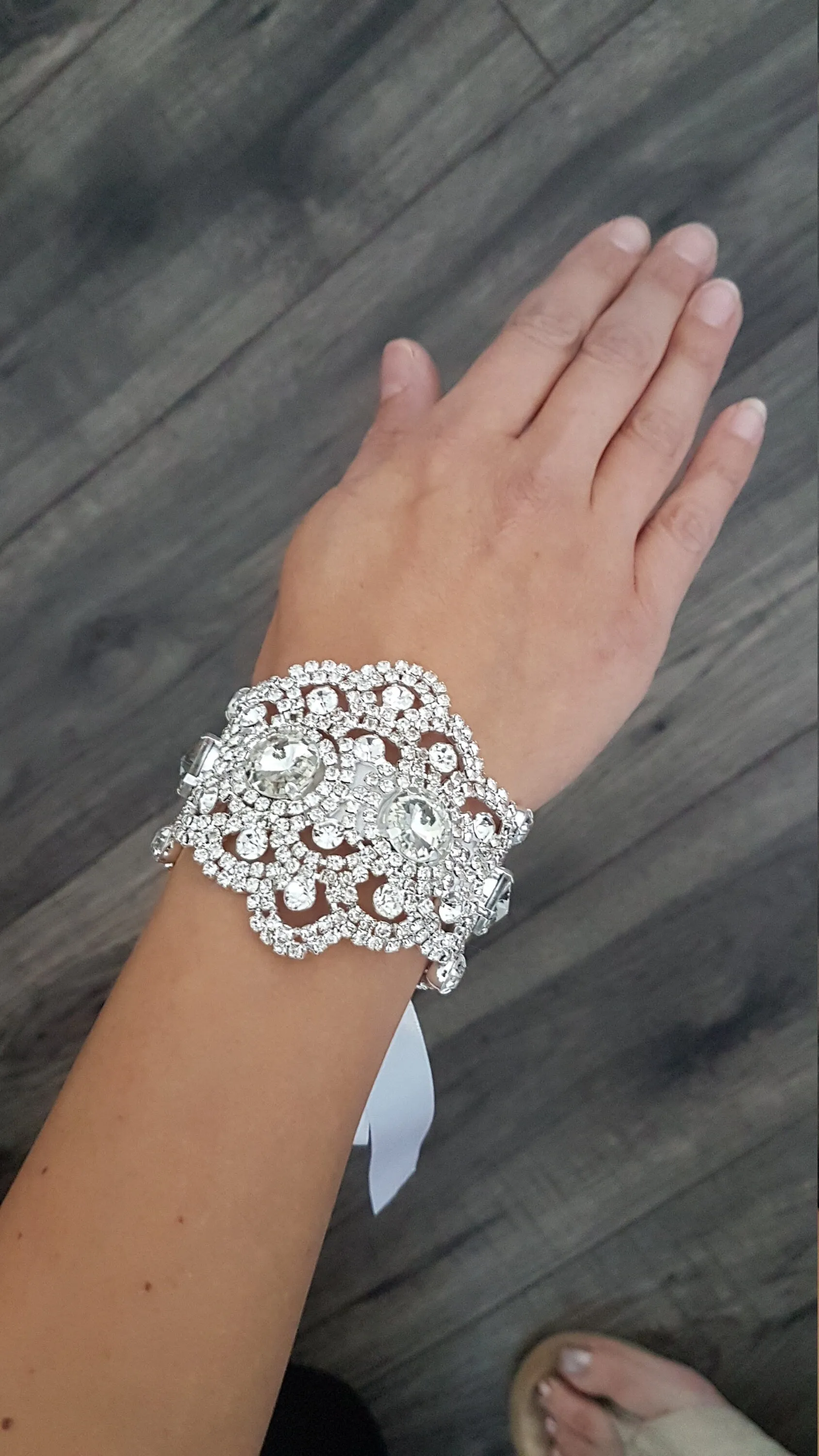 Wedding Cuff,  Vintage Glam,Art Deco, Crystal rhinestone  bracelet. by Crystal wedding uk