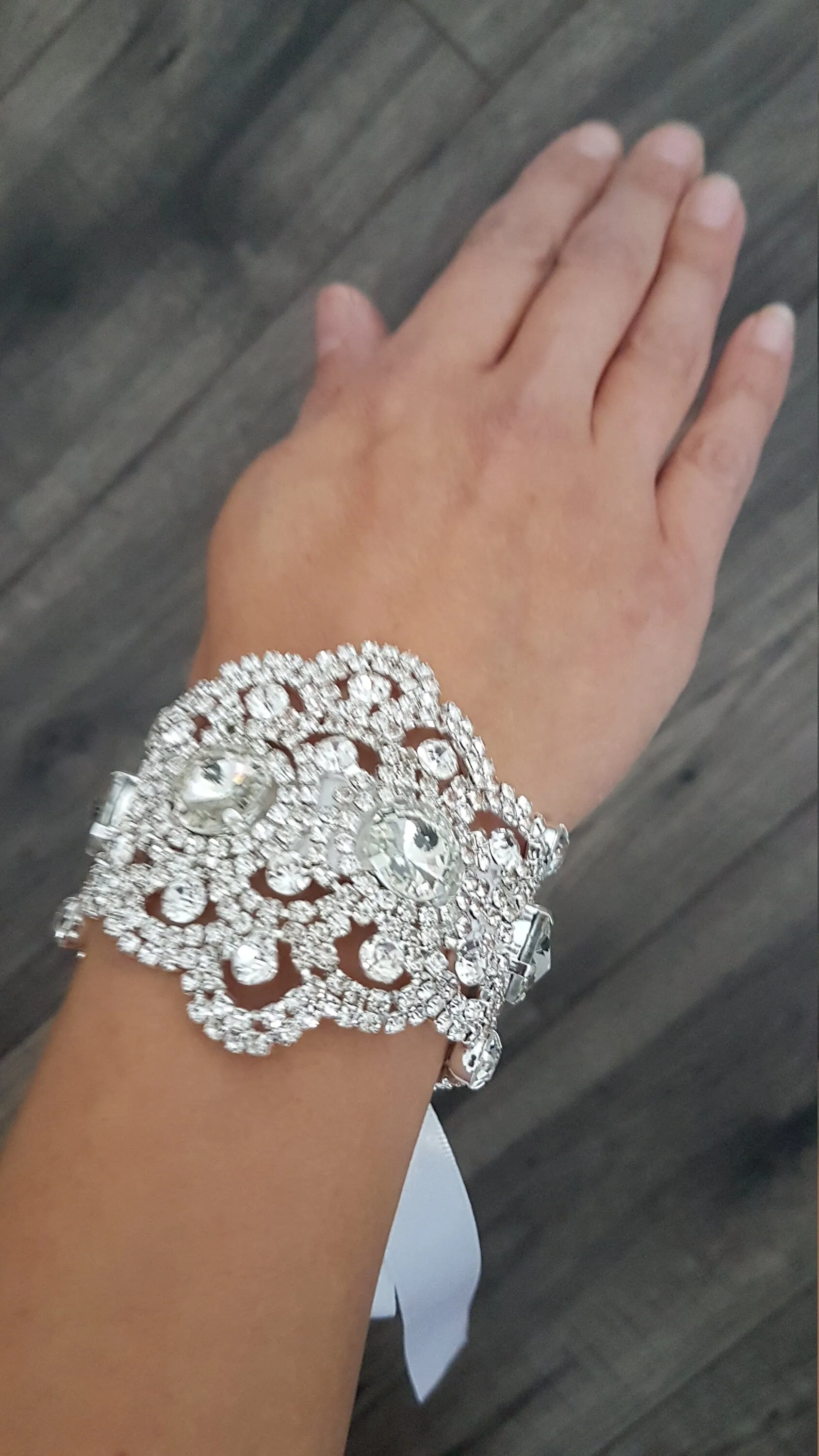 Wedding Cuff,  Vintage Glam,Art Deco, Crystal rhinestone  bracelet. by Crystal wedding uk