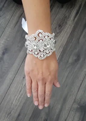 Wedding Cuff,  Vintage Glam,Art Deco, Crystal rhinestone  bracelet. by Crystal wedding uk
