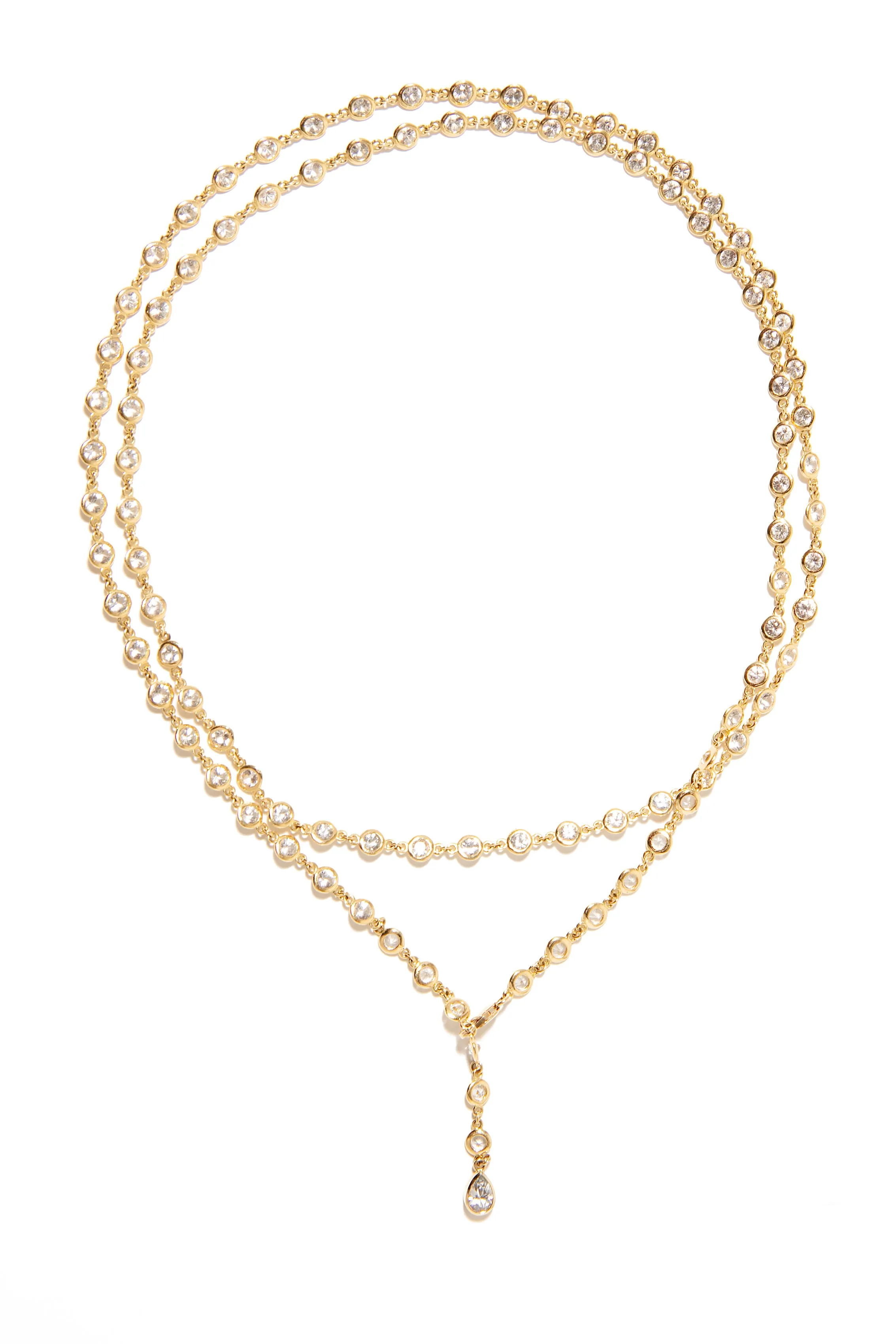 White Sapphire Chain Necklace in Yellow Gold