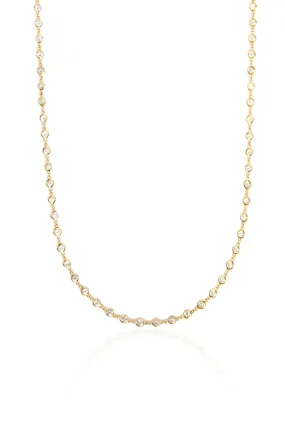 White Sapphire Chain Necklace in Yellow Gold