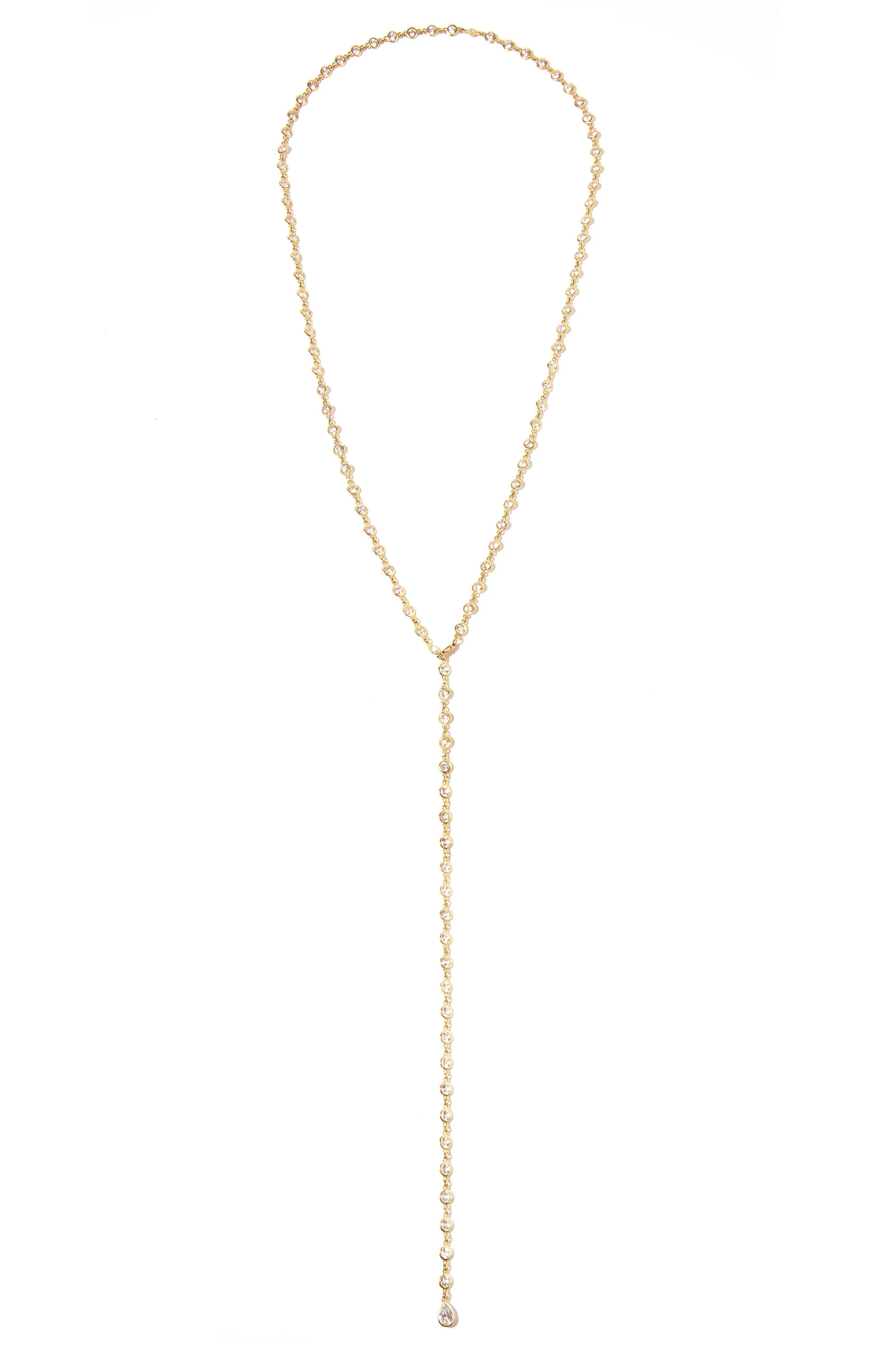 White Sapphire Chain Necklace in Yellow Gold