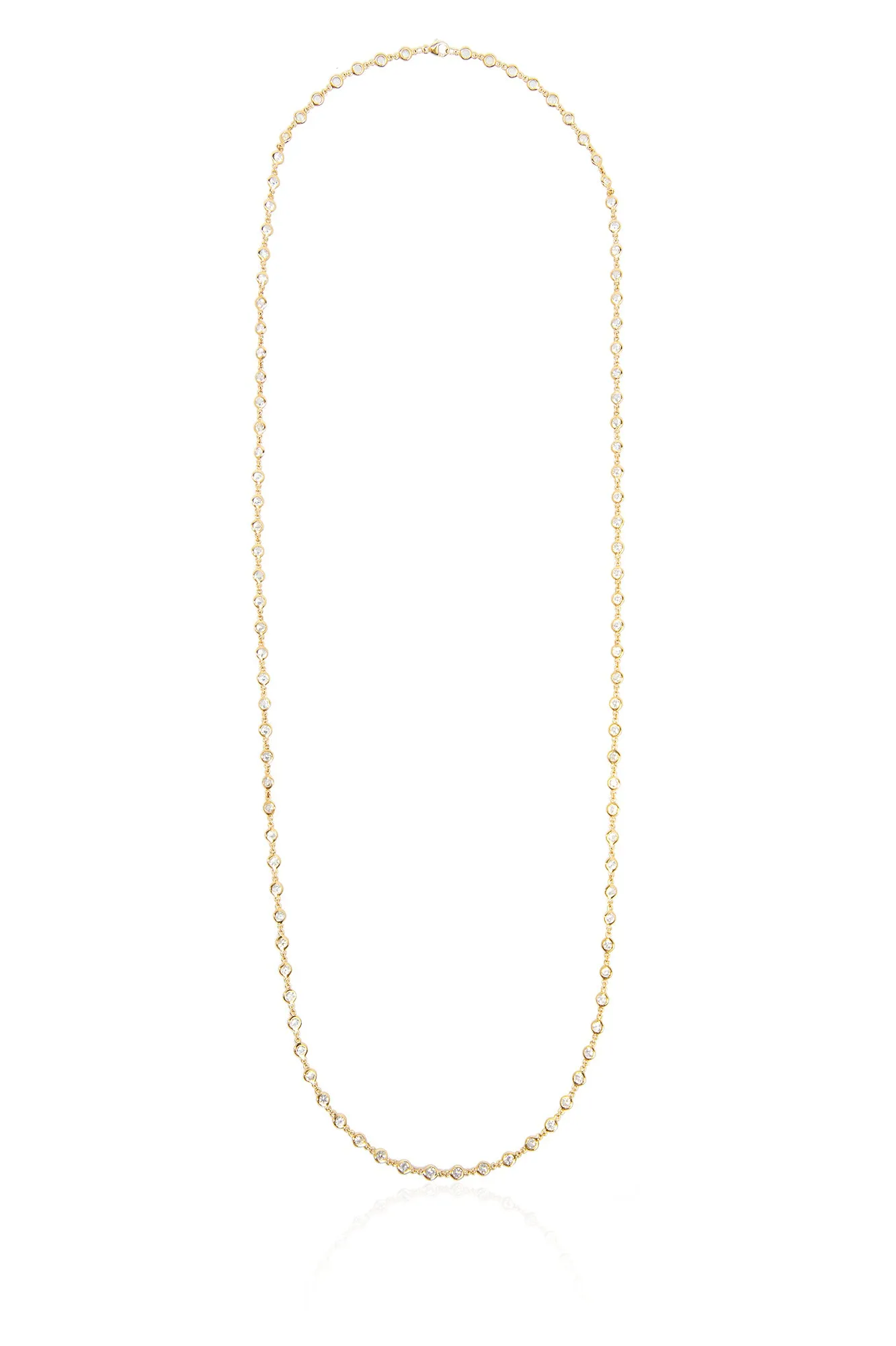 White Sapphire Chain Necklace in Yellow Gold