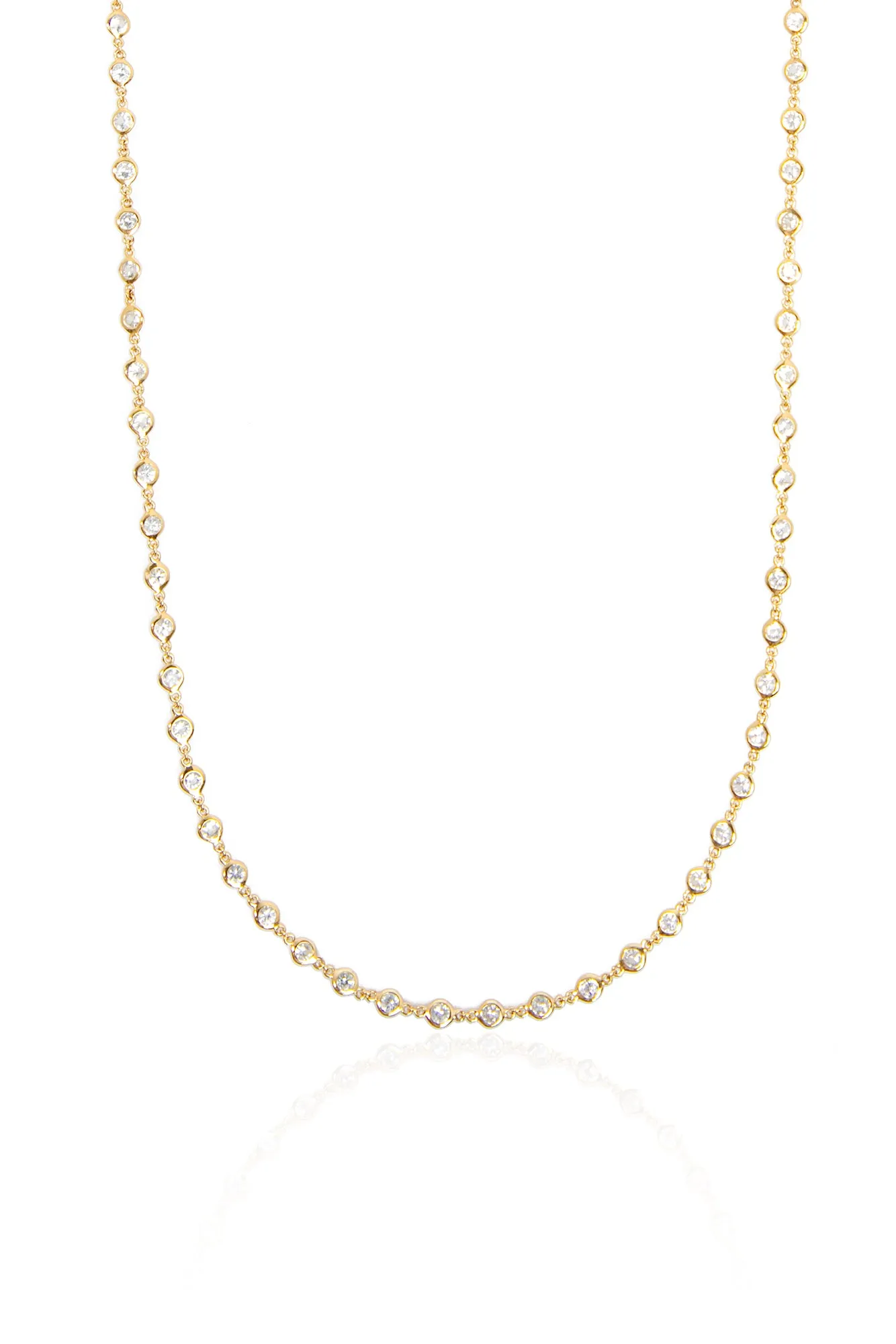 White Sapphire Chain Necklace in Yellow Gold