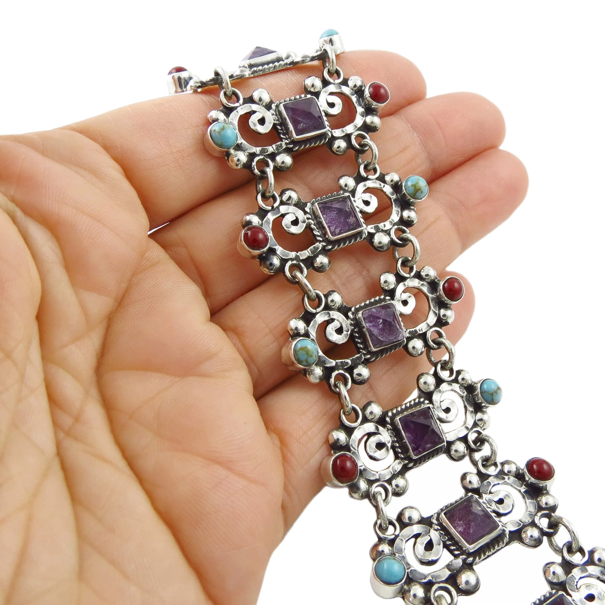 Wide Matl Inspired Sterling Silver Taxco Bracelet