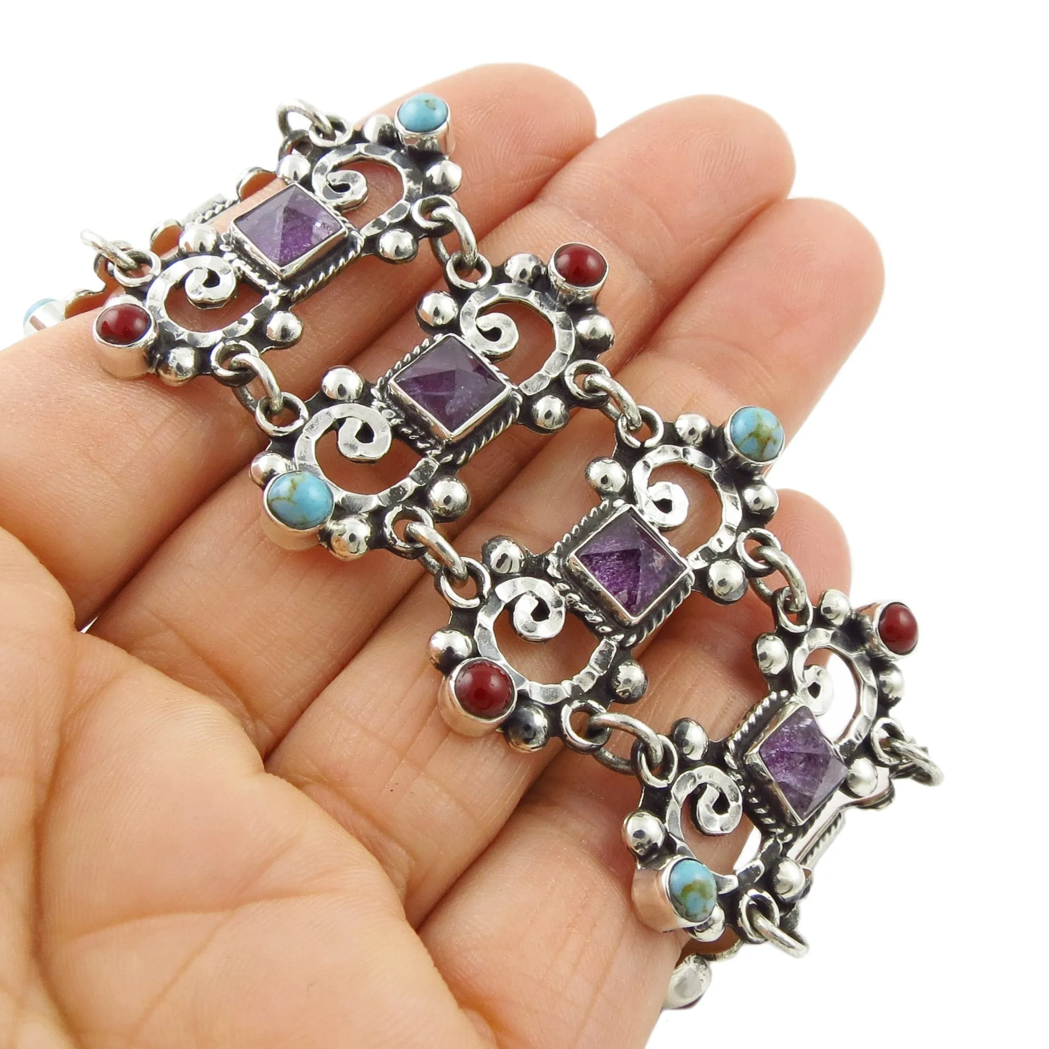 Wide Matl Inspired Sterling Silver Taxco Bracelet