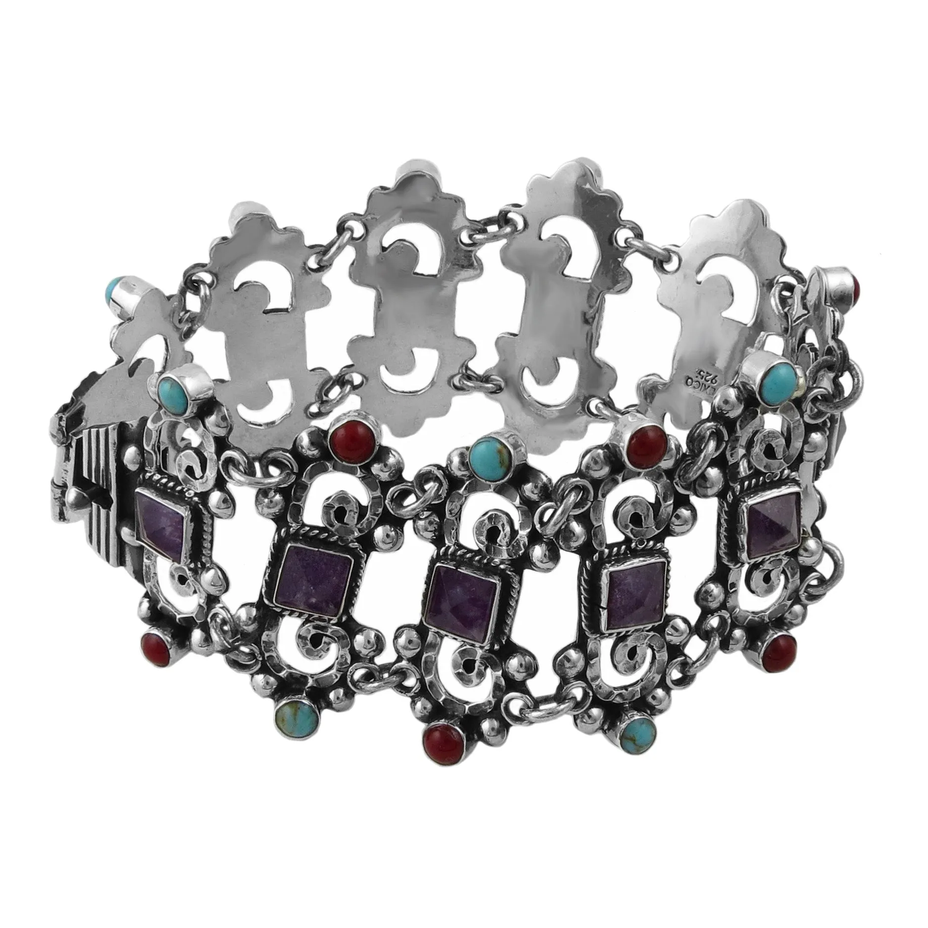 Wide Matl Inspired Sterling Silver Taxco Bracelet