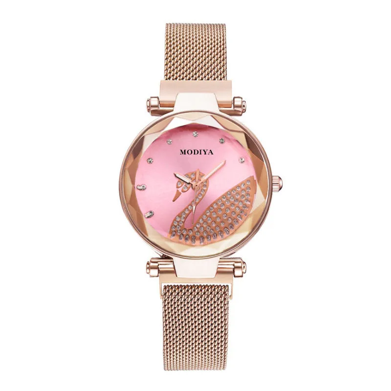 Women Fashion Swan Pattern Quartz Watch Elegant Woman Watch Diamond Luxury Ladies Wristwatch