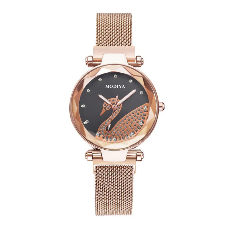 Women Fashion Swan Pattern Quartz Watch Elegant Woman Watch Diamond Luxury Ladies Wristwatch