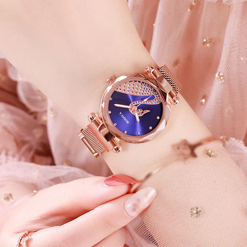 Women Fashion Swan Pattern Quartz Watch Elegant Woman Watch Diamond Luxury Ladies Wristwatch