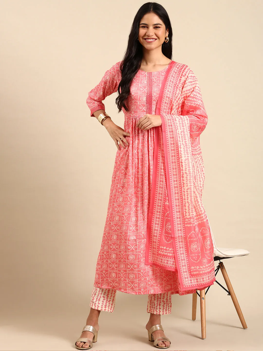 Women's Coral Printed Kurta Set