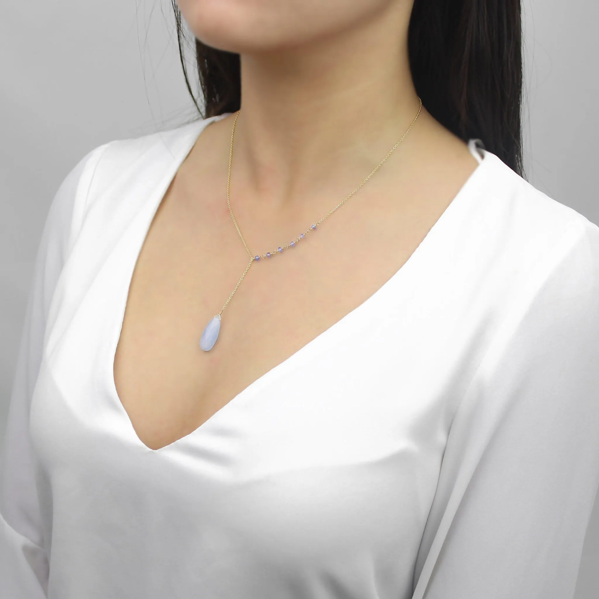 Y Shape Necklace: Tanzanite