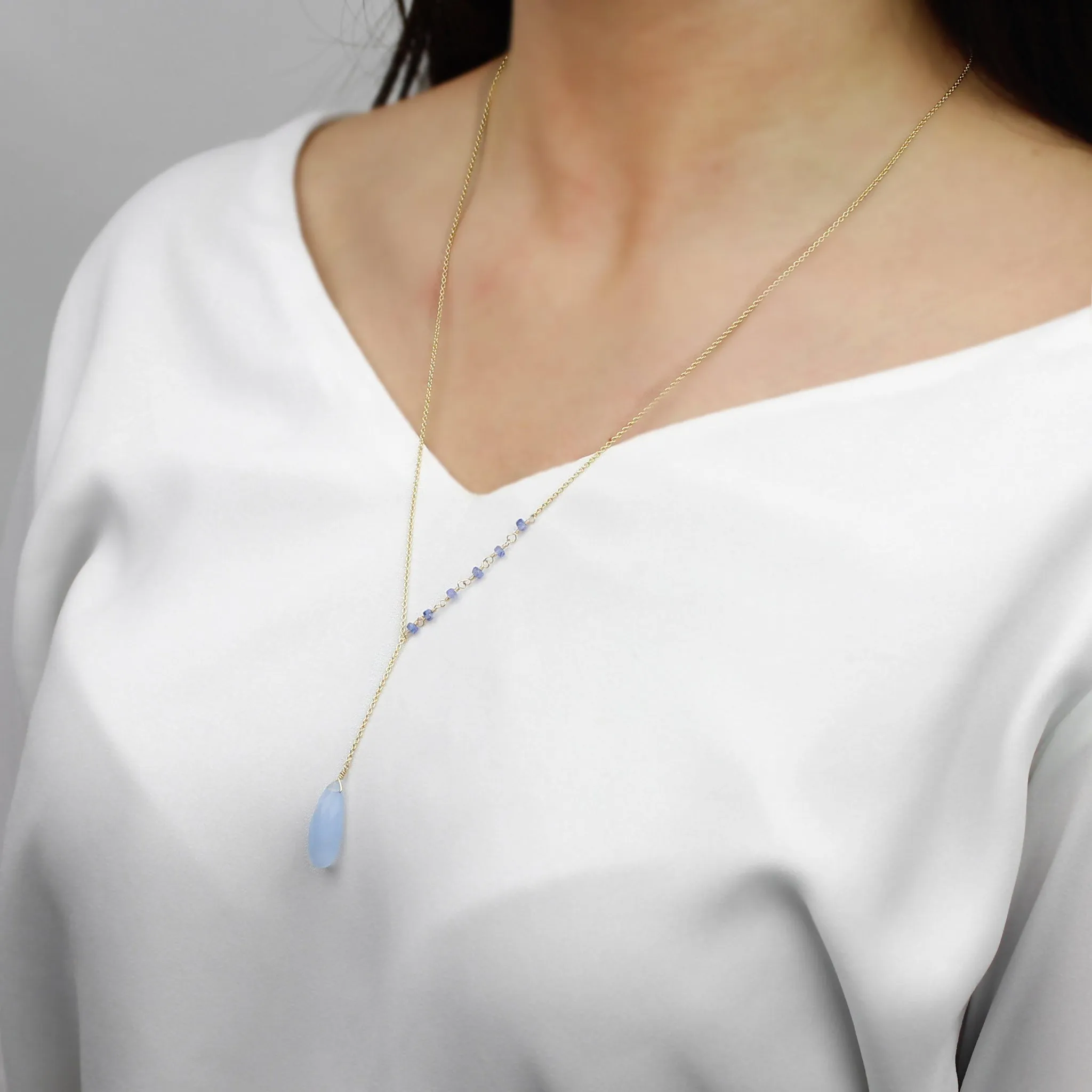 Y Shape Necklace: Tanzanite